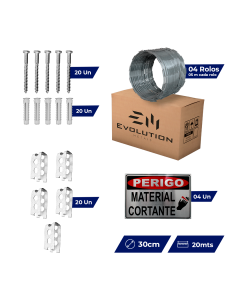 Kit Completo Cerca Concertina Dupla Clipada 30cm P/ 20 Metros