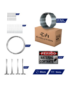 Kit Completo P/ Instalação Cerca Concertina Muro 30cm 15 Mts